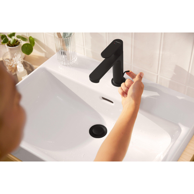 Hansgrohe Rebris s Eengreeps wastafelmengkraan - 110 - coolstart - ecosmart+ - met PopUp - trekwaste - mat zwart