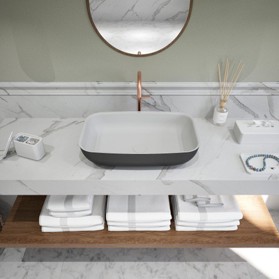 Ideavit Solidpool waskom - 55x55x13cm - Solid surface - Rechthoek - Mat Zwart