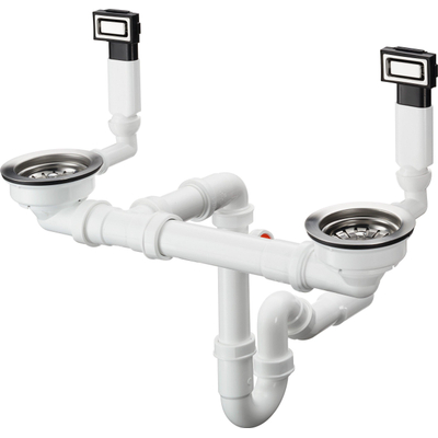 Hansgrohe D15-10 mechanische afvoerset voor dubbele waskom RVS-look