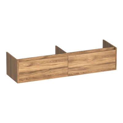 BRAUER Embrace meuble sous lavabo - 159,8x35x45,5cm - 2 tiroirs softclose - sans poignée - 2 découpes pour siphon - Honey