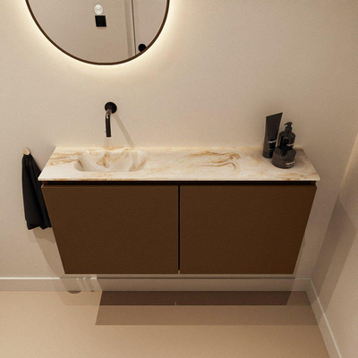 MONDIAZ TURE-DLUX 100cm toiletmeubel Rust. EDEN wastafel Frappe positie links. Zonder kraangat.