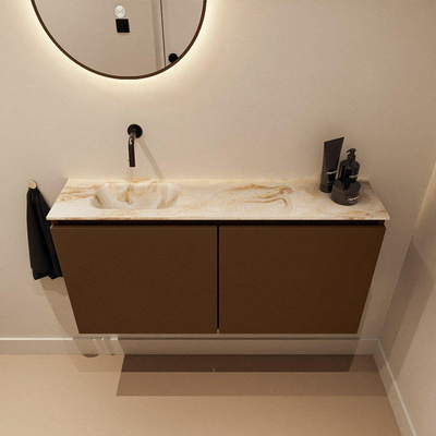 MONDIAZ TURE-DLUX Meuble toilette - 100cm - Rust - EDEN - vasque Frappe - position gauche - sans trou de robinet