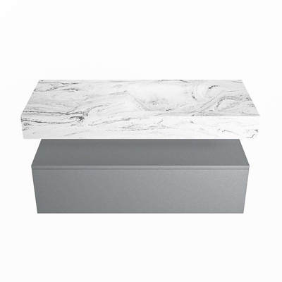 MONDIAZ ALAN - DLUX Badkamermeubelset - 110cm - onderkast - Plata - 1 lade - vrijhangende wastafel - wasbak rechts - 1 kraangat - Glace