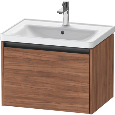 Duravit Ketho.2 Wastafelonderbouwkast - met 1 lade - 63.4x45.5x44cm - met greep antraciet - noten mat