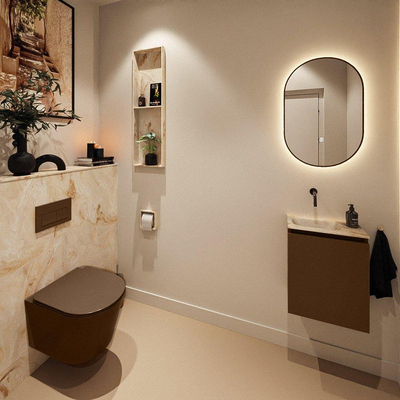 MONDIAZ TURE-DLUX 40cm toiletmeubel Rust. EDEN wastafel Frappe positie links. Zonder kraangat.