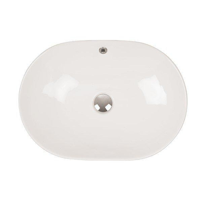Crosswater Navarre vasque à poser ronde 59x42x14cm avec trou de trop-plein porcelaine blanc