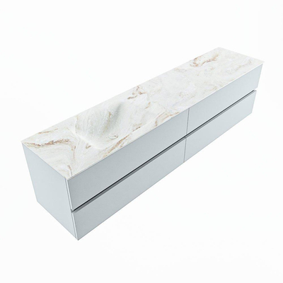 MONDIAZ VICA-DLUX Badkamermeubelset - 200cm - onderkast clay - 4 lades - inbouw wastafel cloud links - zonder kraangaten - 60cm hoge versie - frape