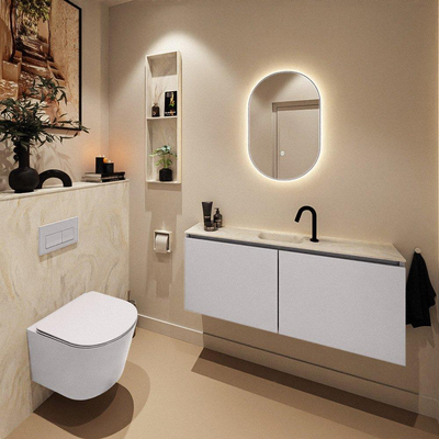MONDIAZ TURE-DLUX Meuble toilette - 120cm - Cale - EDEN - vasque Ostra - position centrale - 1 trou de robinet