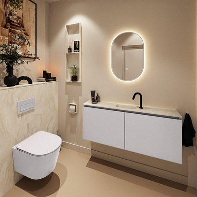 MONDIAZ TURE-DLUX meuble WC 120 cm Cale. EDEN lavabo Ostra position milieu. Avec 1 trou de robinet.