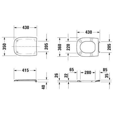 Duravit D Code lunette de WC 43x36x4cm compact synthétique Blanc brillant