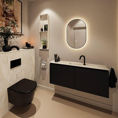 MONDIAZ TURE-DLUX Meuble WC 120 cm Urban. EDEN lavabo Ostra position milieu. Avec 1 trou de robinet.