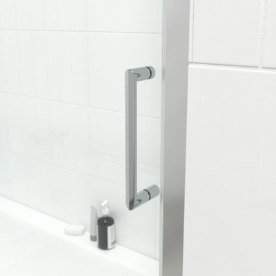 FugaFlow ID06 Quick Fit Pare baignoire - porte coulissante en 2 pièces - 170x150cm - verre de sécurité 6mm - anticalcaire - Chrome