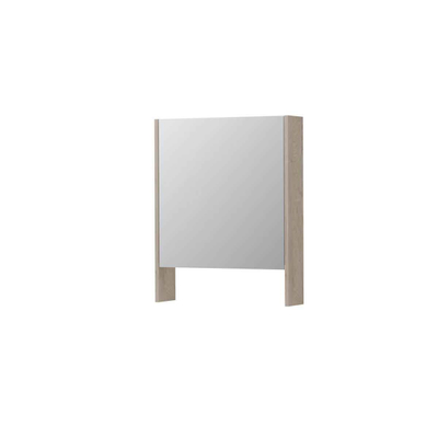 INK SPK3 Armoire de toilette - 60x14x74cm - 1 porte - miroir double face - tablette ouverte - interrupteur et prise de courant - MFC Chêne ivoire