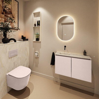 MONDIAZ TURE-DLUX 80cm toiletmeubel Rosee. EDEN wastafel Ostra positie links. Zonder kraangat.