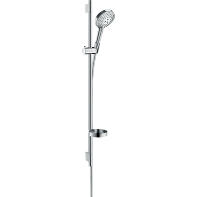 Hansgrohe Raindance Select S Unica`s Puro Ensemble barre de douche coulissante - 3 jets - Douchette PowderRain 90cm - Flexible Isiflex 160cm - Porte-savon - chrome