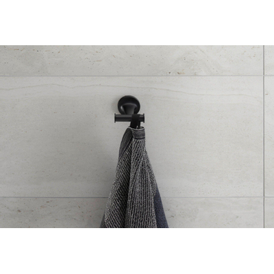 Duravit Starck T Handdoekhaak - dubbel - rond - zwart mat SHOWROOMMODEL