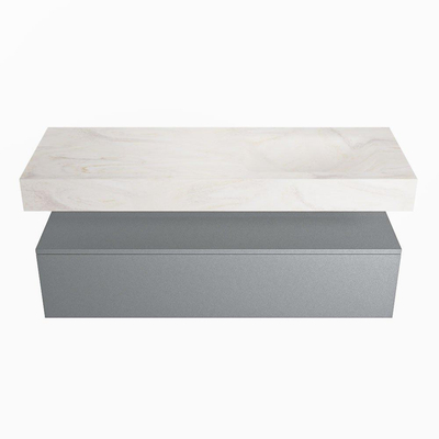 MONDIAZ ALAN - DLUX Badkamermeubelset - 130cm - onderkast - Plata - 1 lade - vrijhangende wastafel - wasbak rechts - 1 kraangat - Ostra