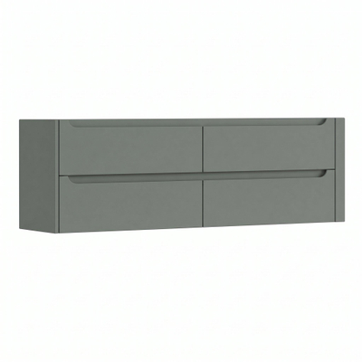 H&R Badmeubelen Juice Meuble sous lavabo - 160x45x50cm - coin droit arrondi - 4 tiroirs - poignée intégrée - Petrol mat
