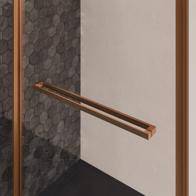 BRAUER Luminis Douchecabine - 120x90x200cm - 3-delig naar binnen draaiend - helder glas - omkeerbaar - incl. glascoating - geborsteld koper PVD