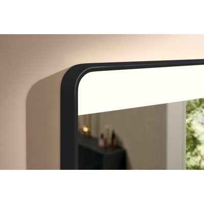 Hansgrohe Xarita Lite Q Spiegel - 80x70cm - led verlichting - Horizontaal - wandschakelaar - Zwart m - mat zwart