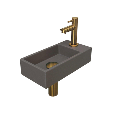 Ink Versus fonteinset – 36x18x9 cm – quartz grijs – kraangat rechts – mat gouden kraan
