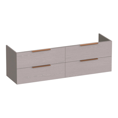 BRAUER Elevate meuble sous-lavabo 160 sans poignées de dessus 4 tiroirs à fermeture en douceur et 2 découpes pour siphon - Timber Greige