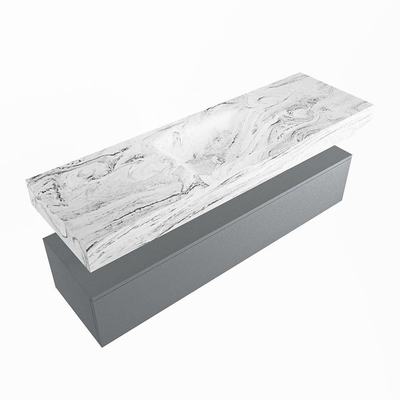 Mondiaz ALAN-DLUX Ensemble de meuble - 150cm - meuble Plata mat - 1 tiroir - Lavabo Cloud Glace suspendu - vasque Centre - 1 trou de robinet
