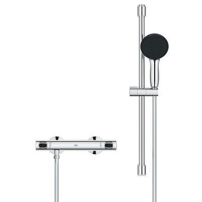 Grohe Precision Flow QuickFix Mitigeur douche - thermostatique - avec raccords - barre curseur 60cm - douchette 1 jet - Chrome