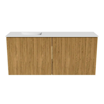 Mondiaz JOYA 90cm meuble de salle de bains - couleur Oak - Vasque FAYE position Gauche Sans trou de robinet couleur Talc