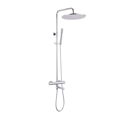 Fortifura Calvi Regendoucheset - thermostatisch - 30cm hoofddouche - metalen slang - staaf handdouche - draaibare baduitloop - chroom