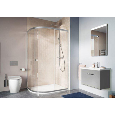 Crosswater Clear 6 cabine de douche quart de cercle avec 1 porte coulissante 100x80x195cm verre de sécurité clair 6mm argent