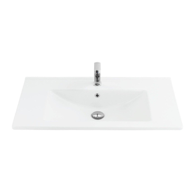 Sanicare Q7 lavabo 85x45cm 1 trou de robinet avec trop-plein rectangulaire céramique blanc