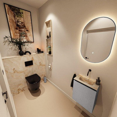 MONDIAZ TURE-DLUX 40cm toiletmeubel Plata. EDEN wastafel Frappe positie midden. Zonder kraangat.
