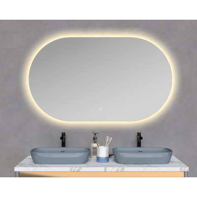 Arcqua Oval miroir – ovale – 140 x 70 cm – LED indirecte tout autour – chauffage de miroir – Naturel