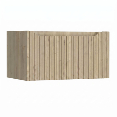 H&R Badmeubelen Juice Wastafelonderkast - 80x45x40cm - rechterhoek afgerond - 3D-front - 1 lade - geïntegreerde greep - french oak