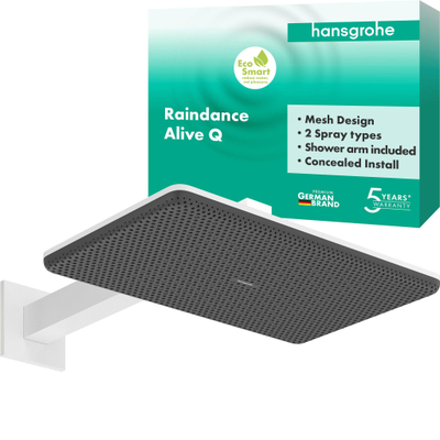 Hansgrohe Raindance alive hoofddouche 210/340 2 jet EcoSmart wand mat wit