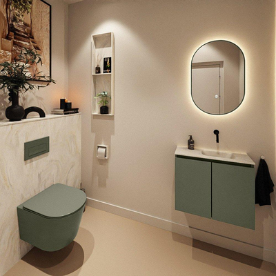 MONDIAZ TURE-DLUX Meuble de toilettes 60 cm Army. Lavabo EDEN Ostra position droite. Sans trou de robinet.