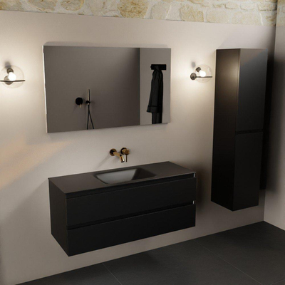 Mondiaz Aivy badmeubelset - 120x45x50cm - 0 kraangaten - 1 wasbak urban Solid surface - Midden - 2 lades - Zonder spiegel - MDF Urban