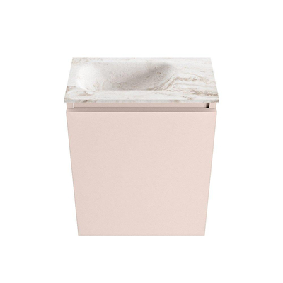 MONDIAZ TURE-DLUX meuble WC 40 cm Rosee. EDEN lavabo Frappe position gauche. Avec 1 trou de robinet.