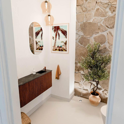 Mondiaz JOYA-DLUX 101.6cm toiletmeubel - ronding links kleur Ruby - Wastafel FAYE positie Rechts 1 kraangat kleur Lava.