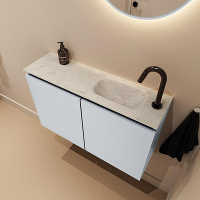 MONDIAZ TURE-DLUX 80cm toiletmeubel Clay. EDEN wastafel Opalo positie rechts. Met 1 kraangat.