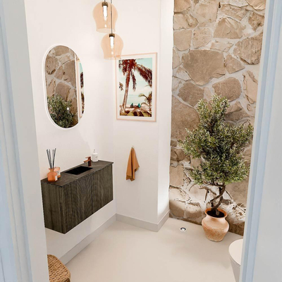 Mondiaz JOYA-DLUX Meuble de toilette 70cm - couleur Shadow - Vasque FAYE position Milieu 1 trou de robinet couleur Lava