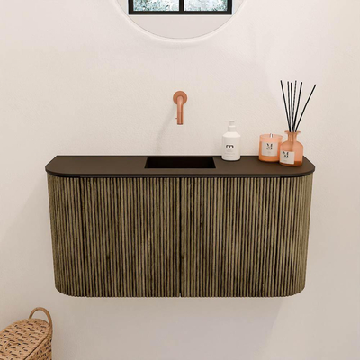 Mondiaz JOYA 83.2cm toiletmeubel - ronding links en rechts kleur Dusk - Wastafel FAYE positie Midden Zonder kraangat kleur Urban.
