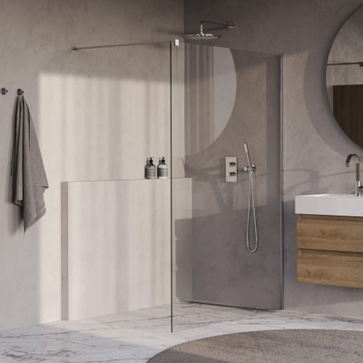 BRAUER Oblivion Douche à l'italienne - 130x200cm - revêtement verre - verre clair - Chrome