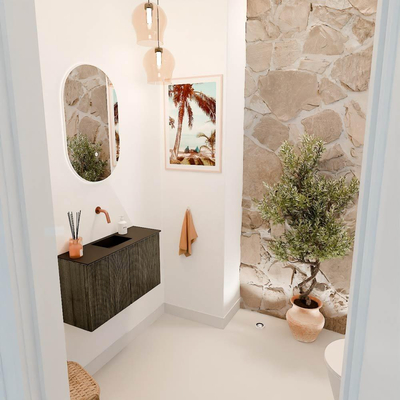 Mondiaz JOYA 70cm toiletmeubel - kleur Shadow - Wastafel FAYE positie Midden Zonder kraangat kleur Urban.