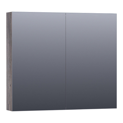 BRAUER Impress Deluxe spiegelkast – 80x70x15 cm – directe LED – Driftwood