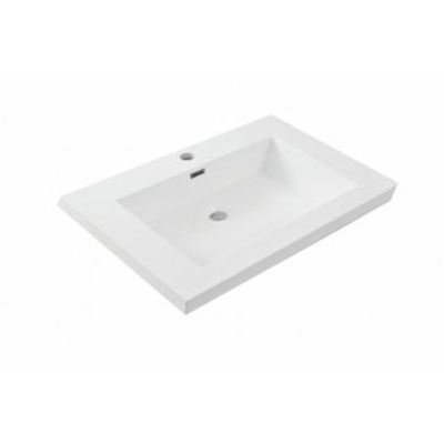 Wiesbaden Vision lavabo simple avec 1 trou de robinet 60x46x5,5 cm en marbre synthétique brillant blanc