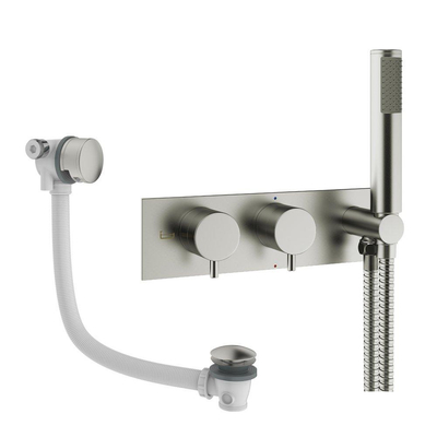 Crosswater MPRO Ensemble douchette à main - 2 poignées - vidage de baignoire - douchette à main - inox brossé
