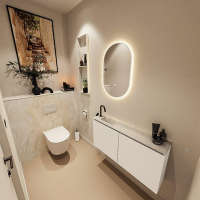 MONDIAZ TURE-DLUX 100cm toiletmeubel Talc. EDEN wastafel Ostra positie links. Met 1 kraangat.