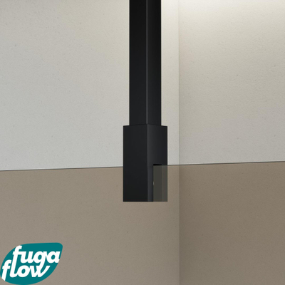 FugaFlow Eccelente Vetro douche à l'italienne salle de bain - 90x200cm - verre fumé - bras plafond - noir mat -
